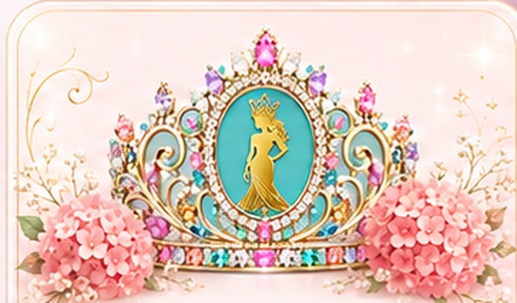 Signature turquoise jeweled Miss Beautiful & Elegance crown
